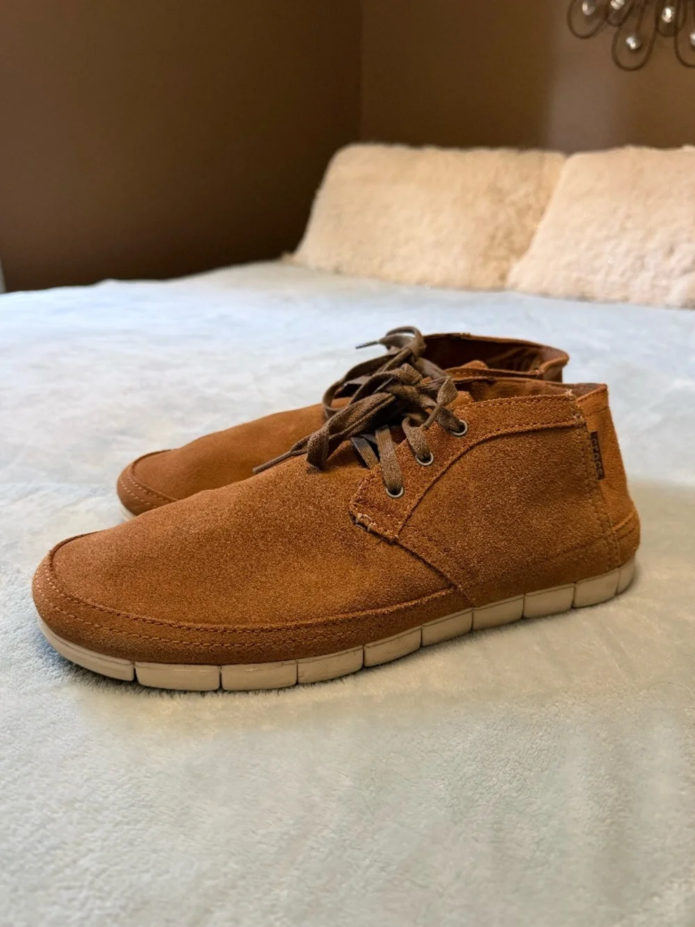Crocs Men's Suede Leather Desert Chukka Boots Stretch Sole Comfort Size 13